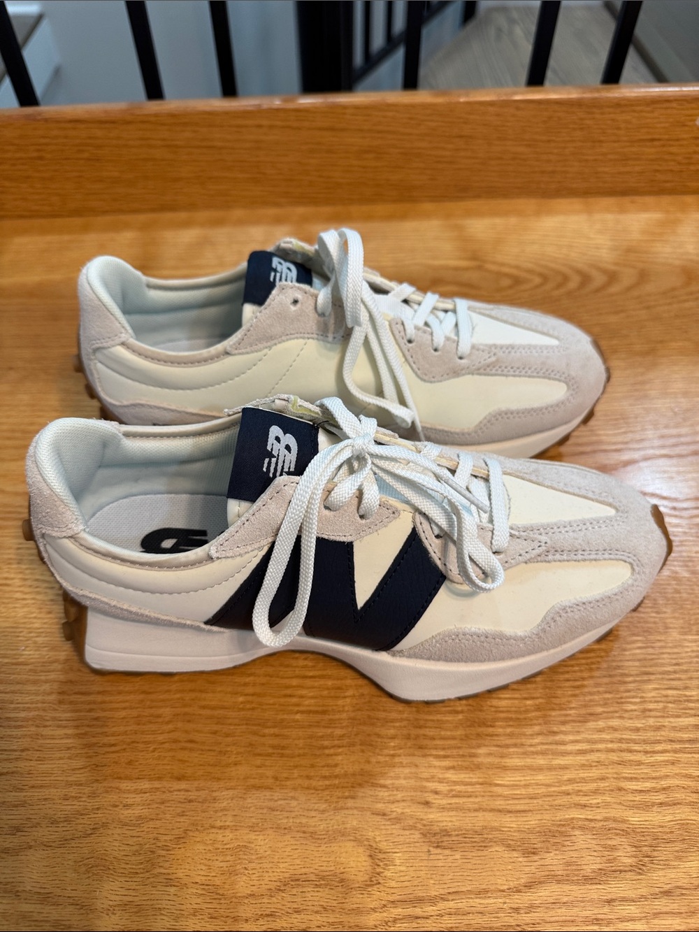 New Balance Women’s Cream & Navy Retro Runner Sneakers